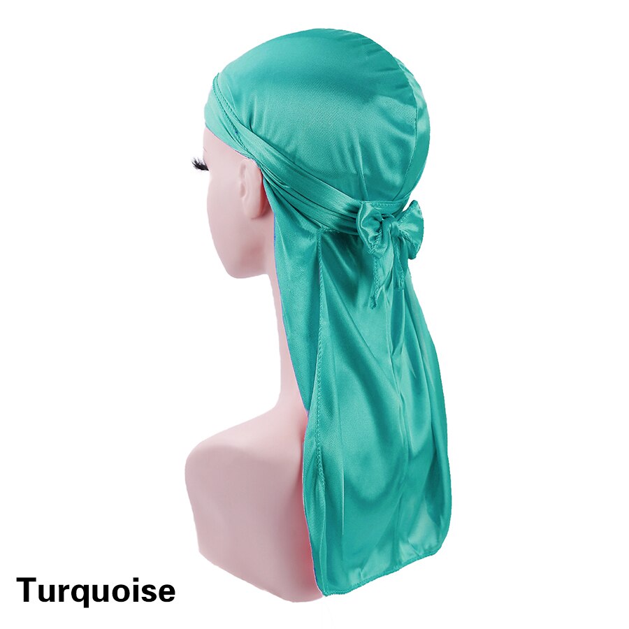 long Silk Durag Turban Hat Wigs Pirate Hat Long Tail Straps Bandanas Pirate Hat Stain Durags Headwear Headband Hair Accessories: Army Green