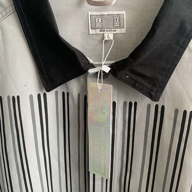 Streetwear hip hop ce cav empt stribede skjorter afslappet forår sommer cavempt langærmede skjorter