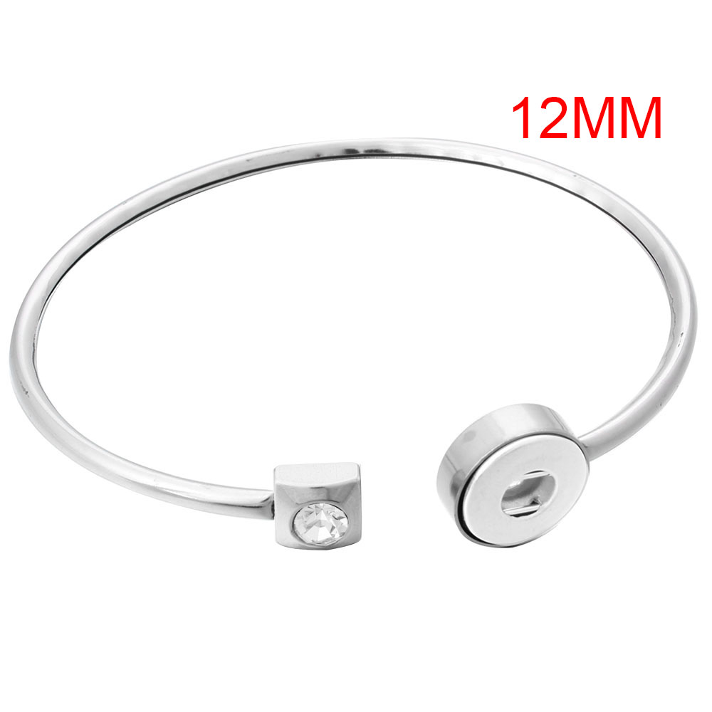 Stainless Steel Bracelet Snap Button Bracelet Bangle for Women Fit 12mm or 18mm Snap Buttons Interchangeable Charm Jewelry: Gold-color