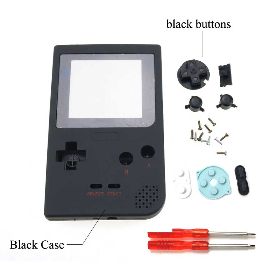 1PCS di Plastica Pieno di Caso Della Copertura Dell'alloggiamento per Gameboy Pocket Console di Gioco per GBP Borsette Caso W/Bottoni Kit pad in gomma A Vite Driver: N Black Soft Surface