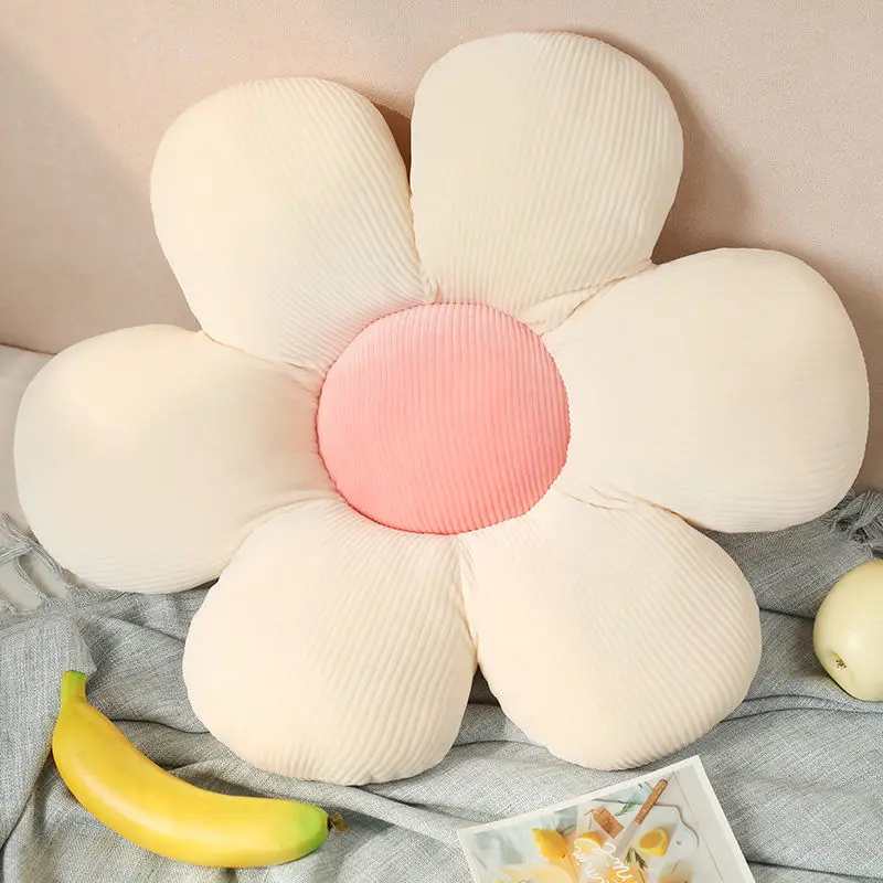 Almohada de asiento de pétalos, cojín suave y agradable para la piel de girasol, tapete de flores de felpa multifuncional y muy elástico para uso doméstico: Gris claro