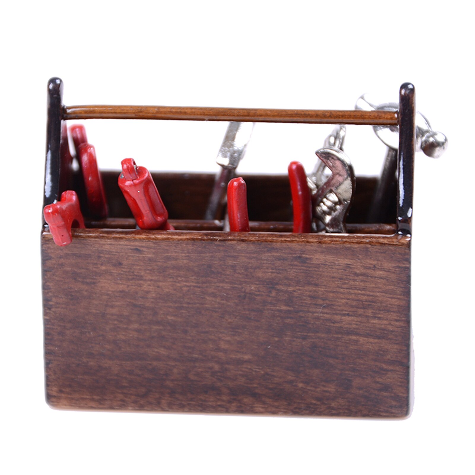 1/12 Dollhouse Miniature Wooden Tool Box with Metal Tools Set Repair Kits Decoration for Furniture Toys Doll House Accessories