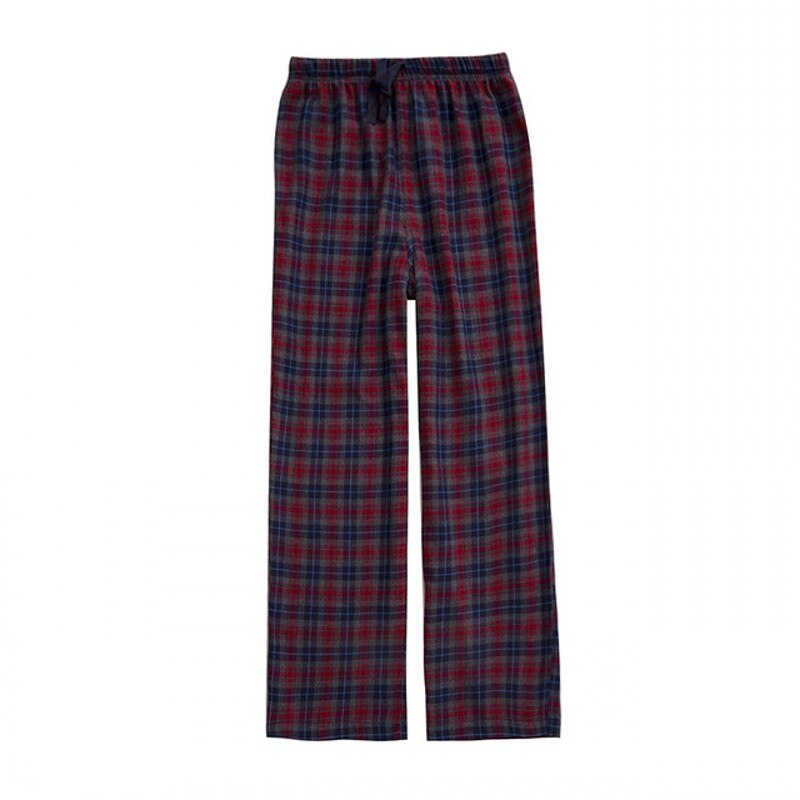 Autumn Winter Men 100% Brush Cotton sleeping bottoms Male nighty trousers Men Casual Loosen Plaid pajama pants XXL: F / L