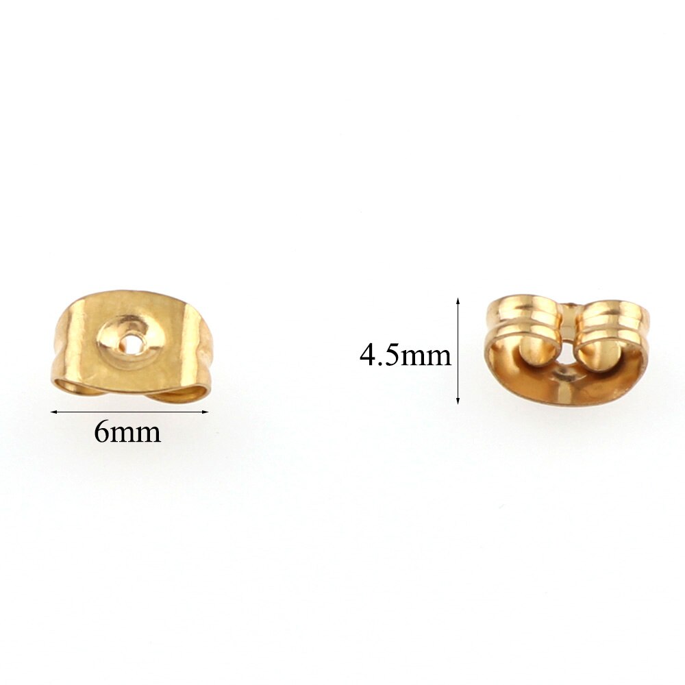 100 st 4x6mm Gold Sliver Kleur Tone Rvs Ear Moer Koppeling Earring Stoppers Post Stud oorbellen backs DIY Sieraden Bevindingen