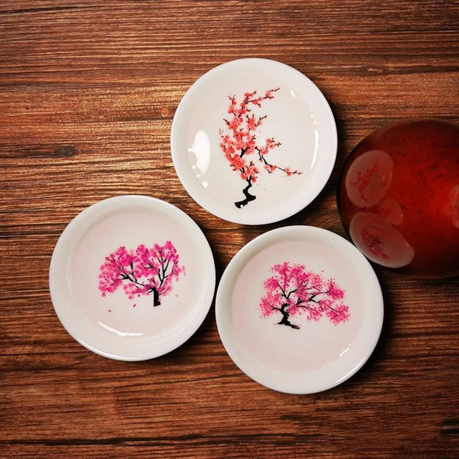 Japansk magisk sakura kop blomst skift skål kold temperatur farve skiftende blomst display kop keramisk kung fu te kop