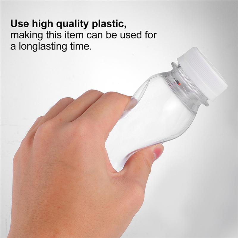 12Pcs 250ML Transparent Plastic Milk Storage Bottles Beverage Drinking Bottles Plastic Milk Bottle Beverage Bottle Sub-Bottling