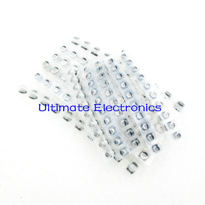 155 unids/lote 10 valores 2,2 uF-330uF 35V SMD condensador electrolítico de aluminio Kit surtido Kit de muestras