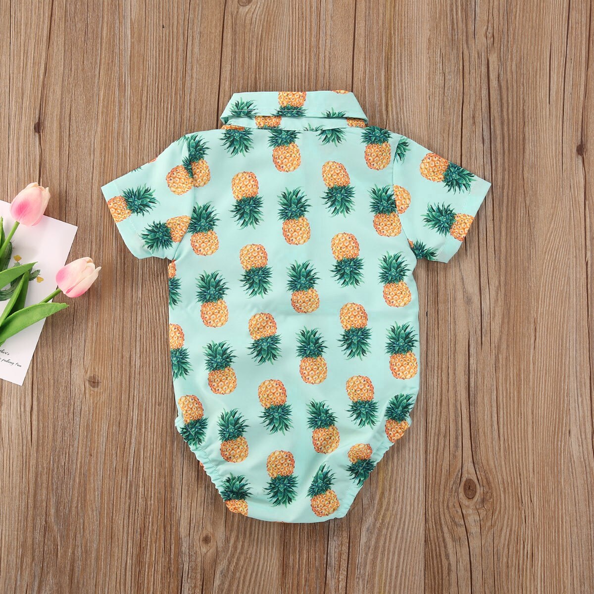 Kinderen baby's jongens zomer dinosaurus vogel ananas print korte mouwen katoenen bodysuits kleding 0-18m