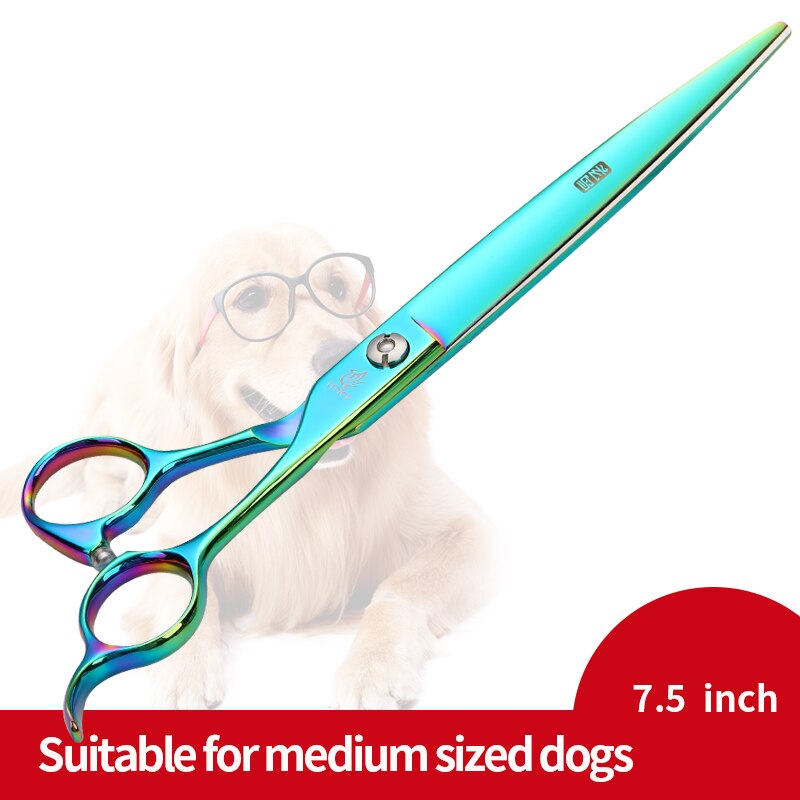 Fenice 7/7.5 inch kleurrijke hondenschaar in dierenverzorgingsscharen, knipscharen, gebogen scharen, makas tijeras: 7.5 groene stekken