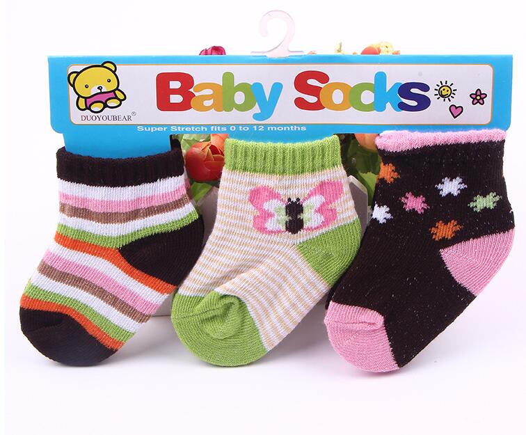 3 Pair/Lot Lovely Spring Autumn Baby Kids Socks Infant Girls Boys Soft Striped Floral Brand Children newborn