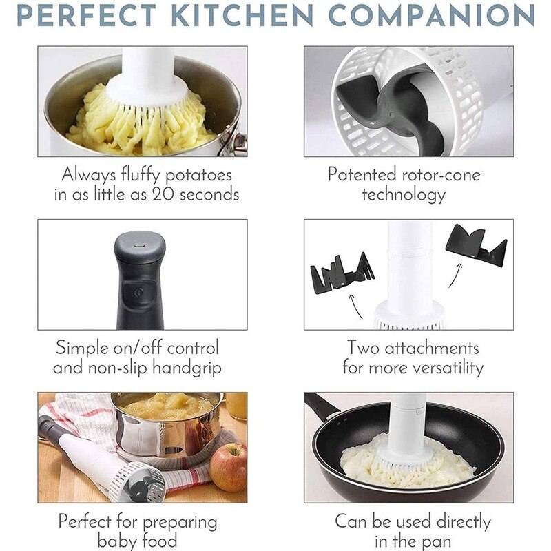 160W Electric Potato Masher For Kitchen Hand Blender Handheld Batter Mixer BPA Free Not Toxic For Baby Food Vegetable Cocina