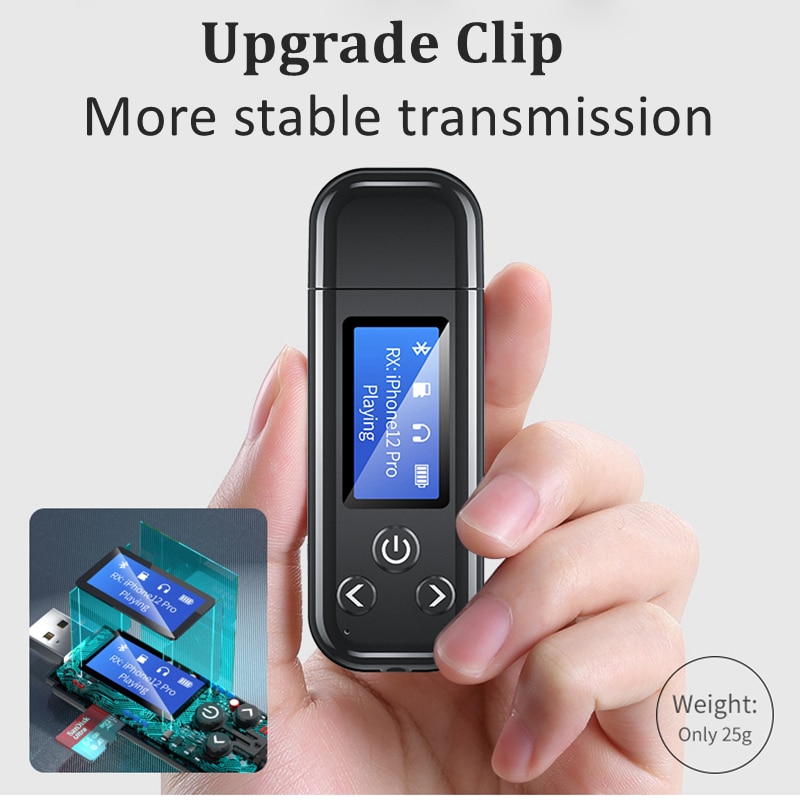 Bluetooth 5,0 Empfänger Absender LCD Anzeige USB kabellos Adapter Für PC Computer Auto Lautsprecher Unterstützung TF Karte Audio- Empfänger