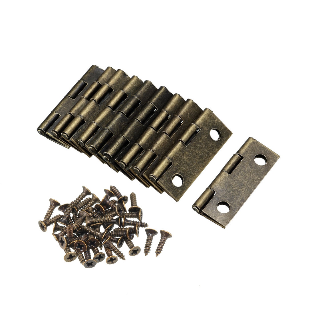 uxcell 10pcs 25x16mm Antique Bronze Hinges Retro Mini Hinge Replacement for Doll Houses Small Cabinets Drawers DIY projects