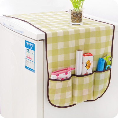 Cubs køleskab støvdæksel felt plaid køleskabsdæksel stof hængende taske dækning håndklæde intim efterbehandling opsamlingspose: Gitter 120 x 47cm