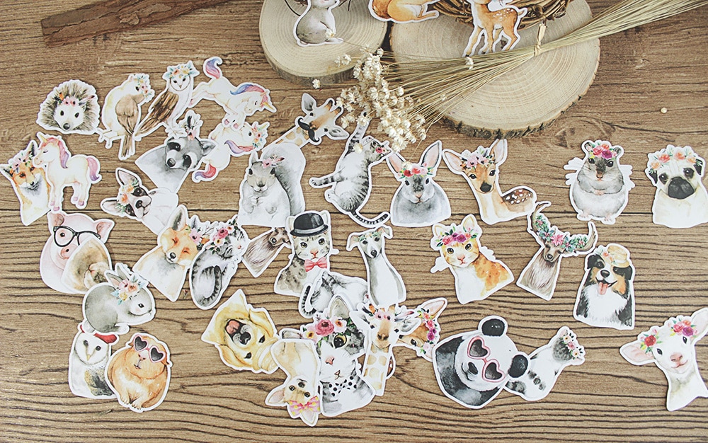 50PCS Cute animal stickers DIY scrapbooking album journal happy planner crafts decorative stickers package