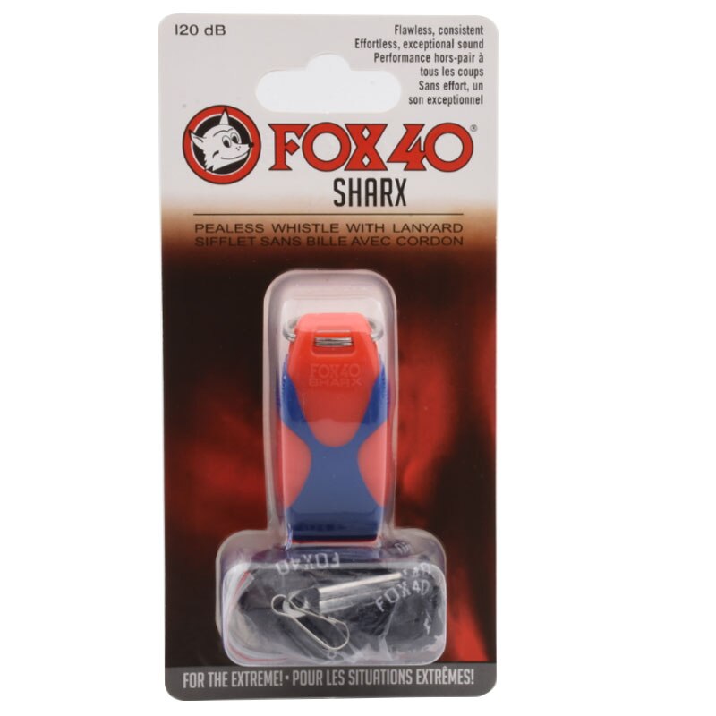 Colorato Fox 40 SHARX Fischietti Con La Cordicella In Nero Imballaggio Della Bolla: red blue