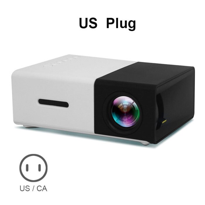 Salange YG300 Mini Projector LED Projector 500LM Audio HDMI USB Mini YG-300 Proyector Home Theater Media Player Beamer: Black US Plug