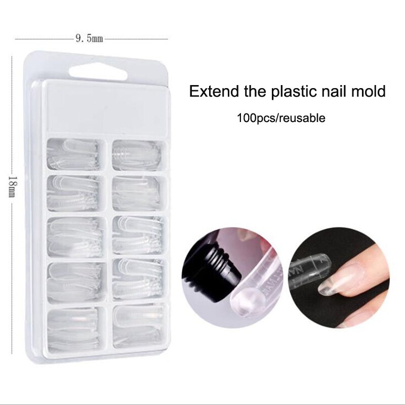100Pcs Nail Extension Lijm Model Nail Stuk Manicure Gereedschap Nagels Extension Tool Crystal Nail Model Voor Een Manicure Nagels