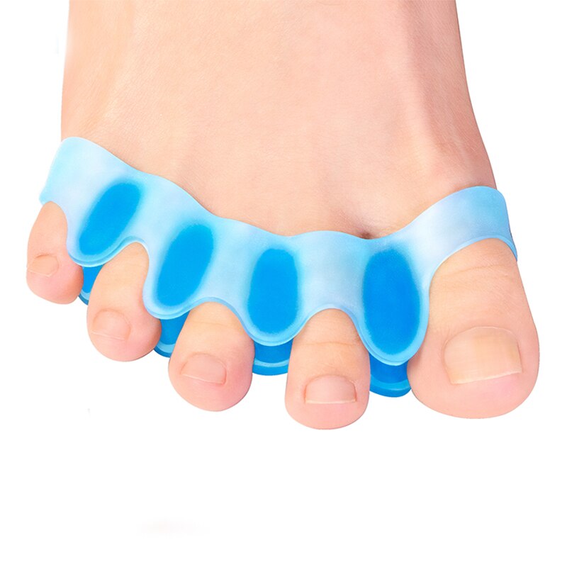 10pcs Five-hole Toe Separator Soft Silicone Bunion Toe Corrector Nail Protector Foot Care Tool Toe Hallux Valgus Straightener: 10pcs-Blue