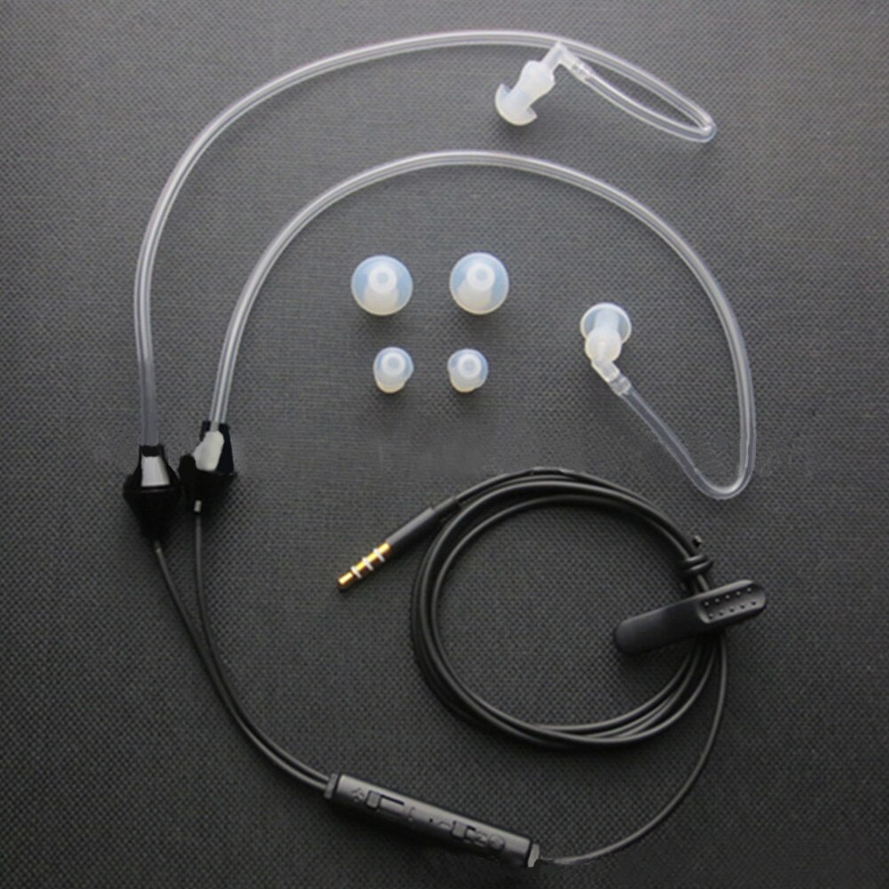 I örat stereo luftrör anti-strålning headset strålningssäker hörlur  #734: Svart