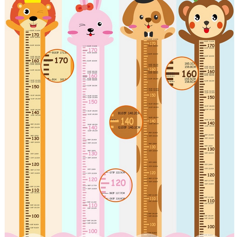 Children's Height Sticker Wall Decoration Removable Cute Animal Series Height Sticker PVC Wall Sticker Children Room Decoration