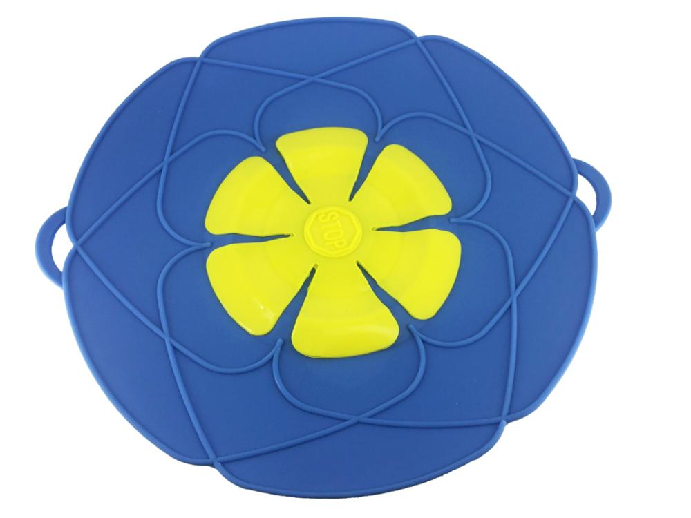 Spill Stopper Pot Lid Cover, Silicone Soup Boiled Anti-Spill Lids, FDA Free Boil Over Preventer Porridge Stopping Safeguards: Blue