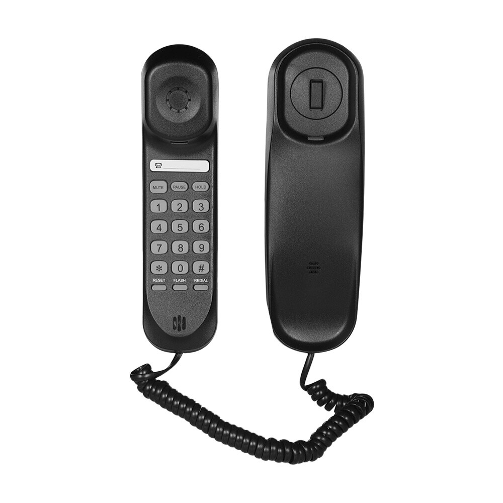 Mini vaste telefoon met snoer voor op het bureau, wandmontage, ondersteunt dempen/pauzeren/vasthouden/resetten/flashen/opnieuw kiezen functies