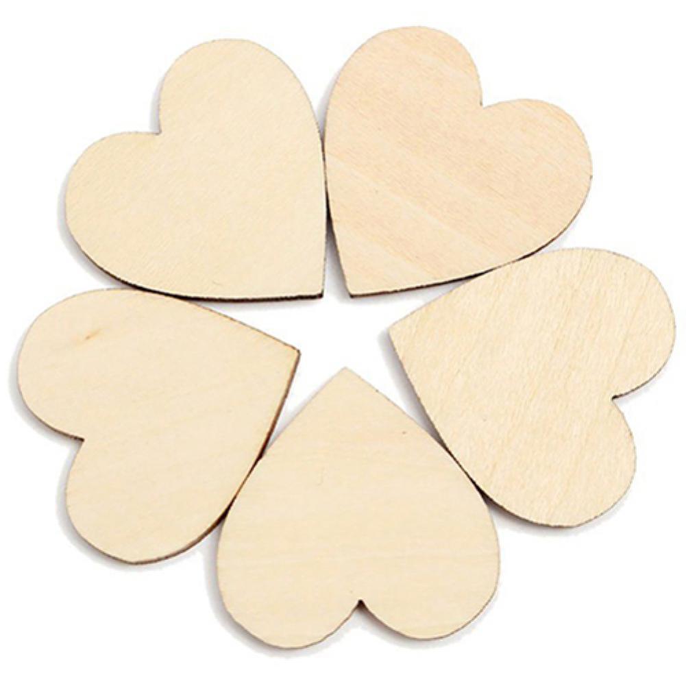 50 Stuks Houten Liefde Hart Vorm Diy Opknoping Hart Vlakte Decoratie Ambachten