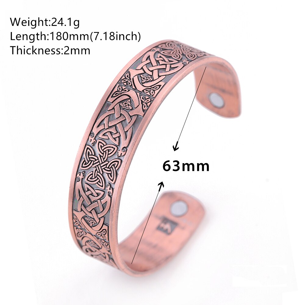 LIKGREAT Metal Engraved French Caroline Dynasty Cross Bangle Women Men Amulet Jewelry Celtics Knot Magnetic Cuff Bracelet: antique copper