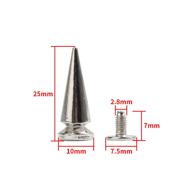 10 Sets Silver Metal Screwback Cone Studs Bullet Spike Stud Punk Bag Belt Schoenen Kleding Leathercraft Cone Rivet Diy: 7