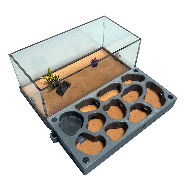 3D Afdrukken Platte Ant Farm Met Voeden Gebied Beton Ant Nest Met Drinker Sterk Hydraterende Mier Huis Huisdier Anthill Workshop: E