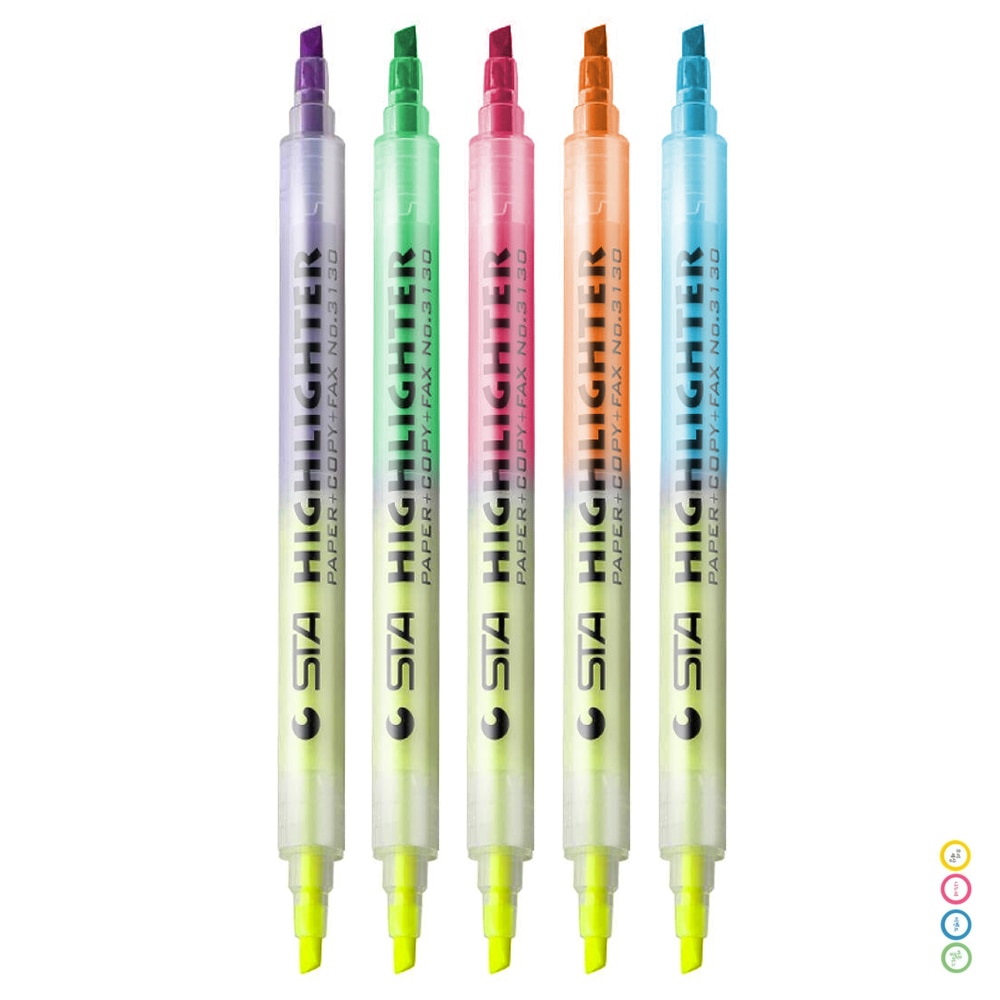 6 stk/parti 2 farver dobbeltspids highlighter gør-det-selv tuschpenne til skole bullet journal forsyninger skrivetegning tusch