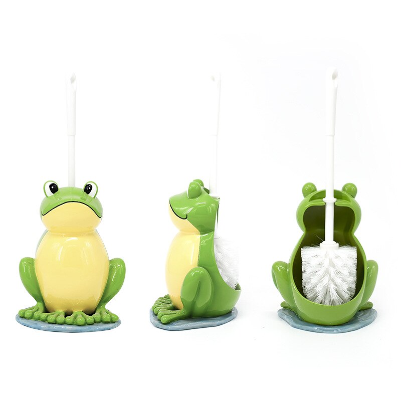 Kreative Karikatur Sitzen Frosch Wc Pinsel Halfter einstellen Harz Basis Heimat Hotel Schlecht Reinigung Werkzeug Dekoration Statue