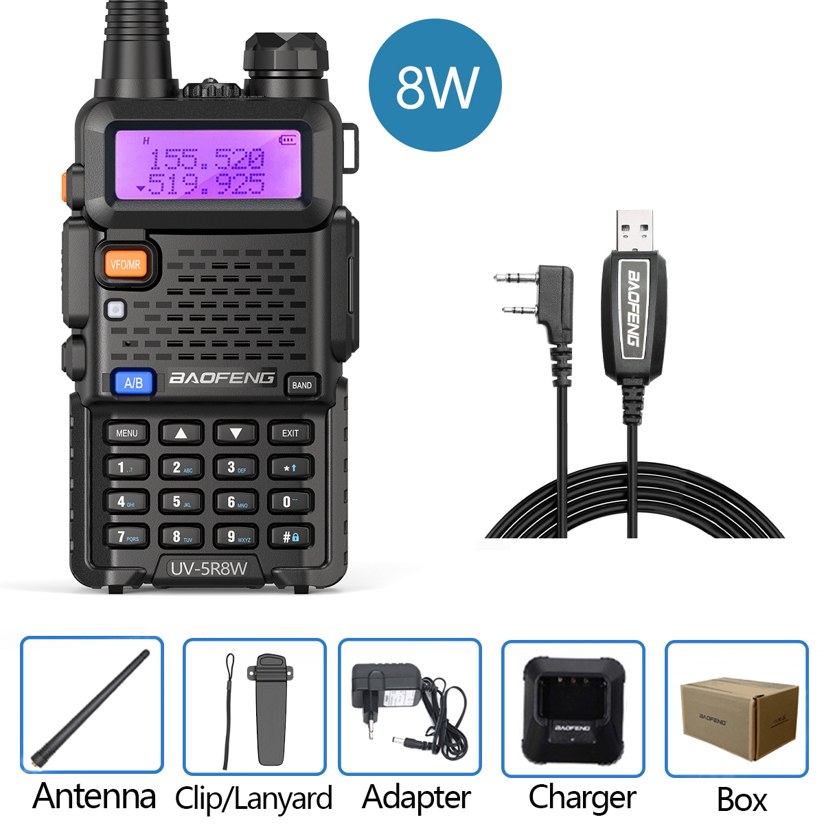 Baofeng Walkie Talkie UV 5R 5W 8W Dual Band Ham Two Way Radio Vhf Uhf FM Radio Handheld Transceiver Jagd 16KM: Brown / American