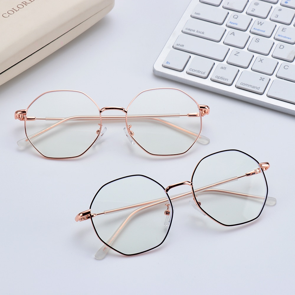 Classic Blue Light Blocking Glasses Women and Men Retro Round Metal Optical Eyeglasses Anti Eyestrain Computer Gaming Glasses