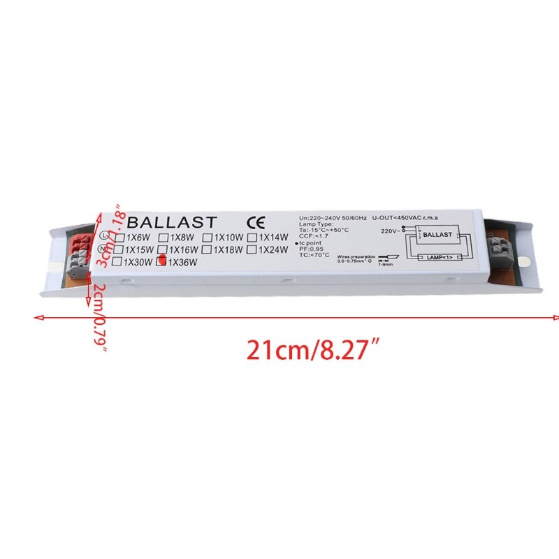 Balastro electrónico T8 de amplio voltaje, 220-240V CA, 36W, fluorescente, lastres de lámpara