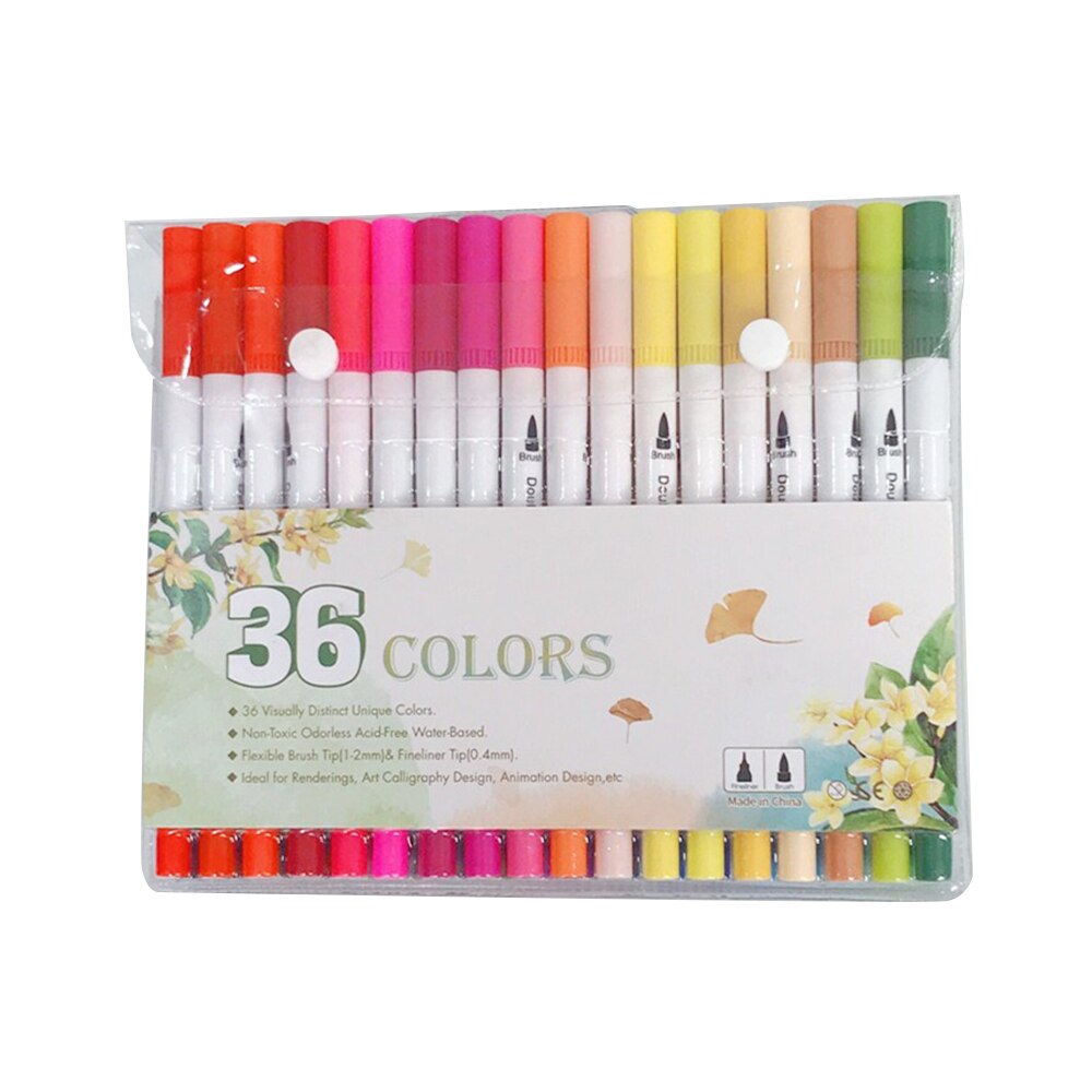 Colouring Pen Set Double Ended Felt Tip Pens Art Colourful Water Fineline Watercolor Art Pen Painting Graffiti Pen: 36PCS