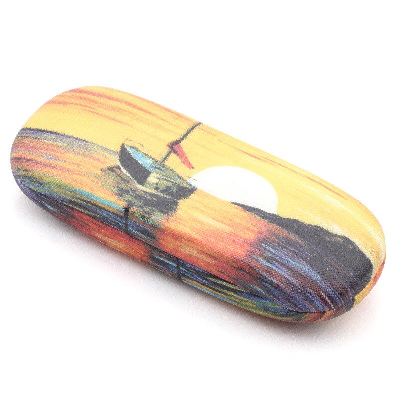Funda de gafas de pintura al óleo para mujer funda de gafas de lectura de cuero duro para hombre Retro Unisex estampado Floral Protector de gafas