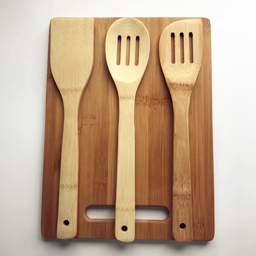 Bamboo Cutting Board with Kitchen Utensils: B