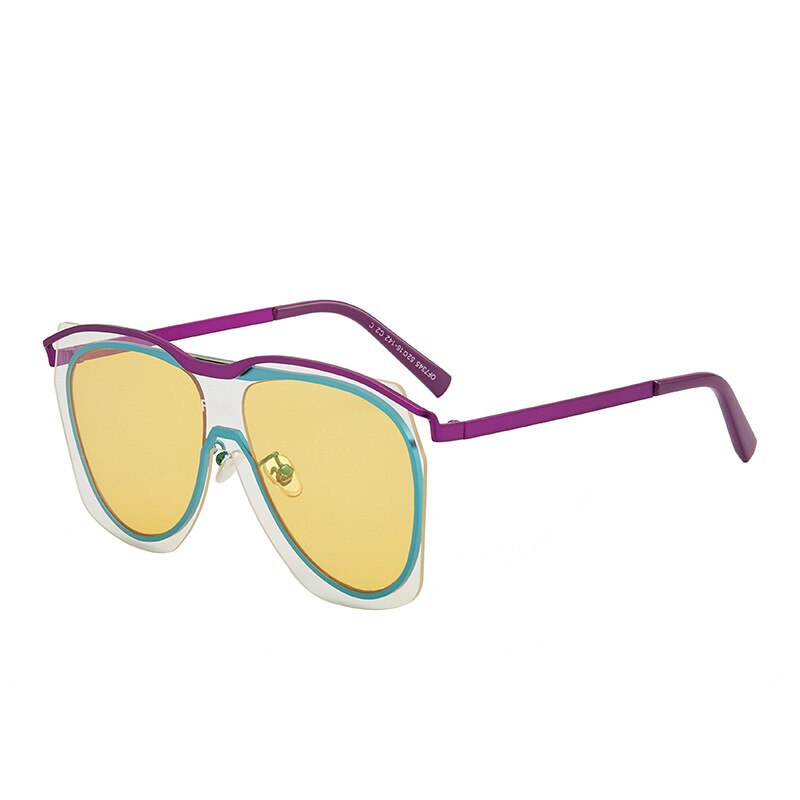 Zonnebril dames gepolariseerde zonnebril heren retro metalen montuur ronde zonnebril dames  uv400 zomer stijl: Geel