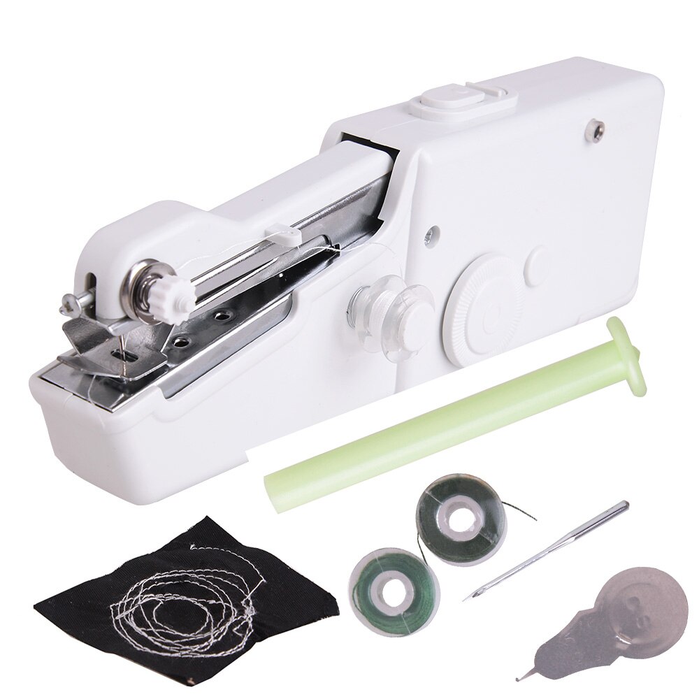 Mini máquina de coser manual portátil para el hogar, conjunto de punto de cruz eléctrico inalámbrico, reparaciones rápidas, costura de ropa DIY: Sewing Machines Set