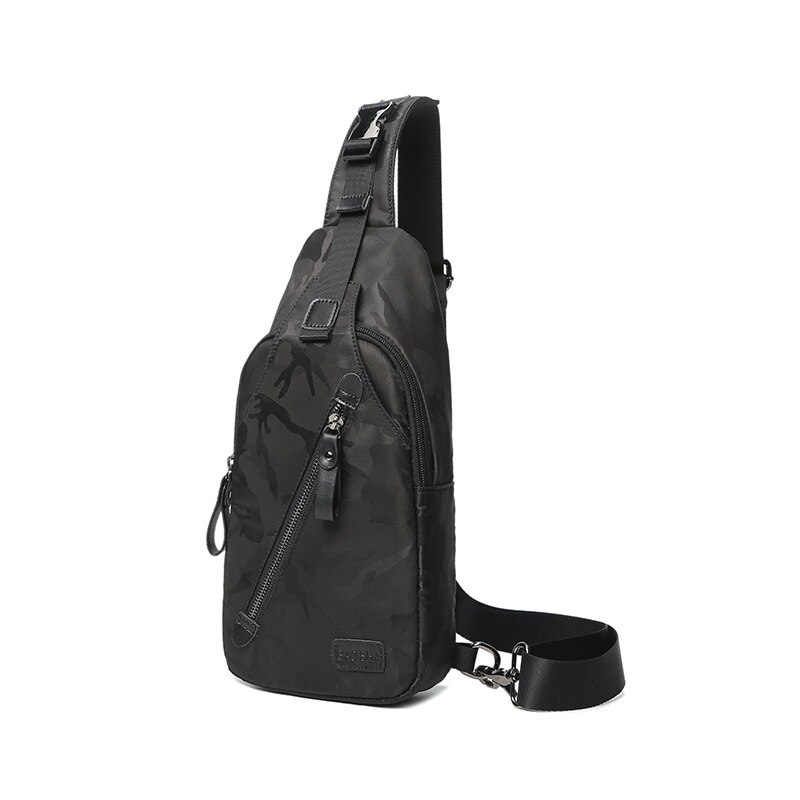 Bolso de pecho de nailon para hombre, bolsa cruzada resistente al agua con ojo, multiusos, de viaje, para teléfono, negro, de