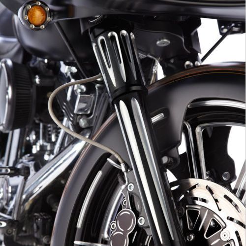Svart cnc skjære øvre støvel gaffel glidebryterdeksel til harley på turné electra gli vei konge gate gli 1984