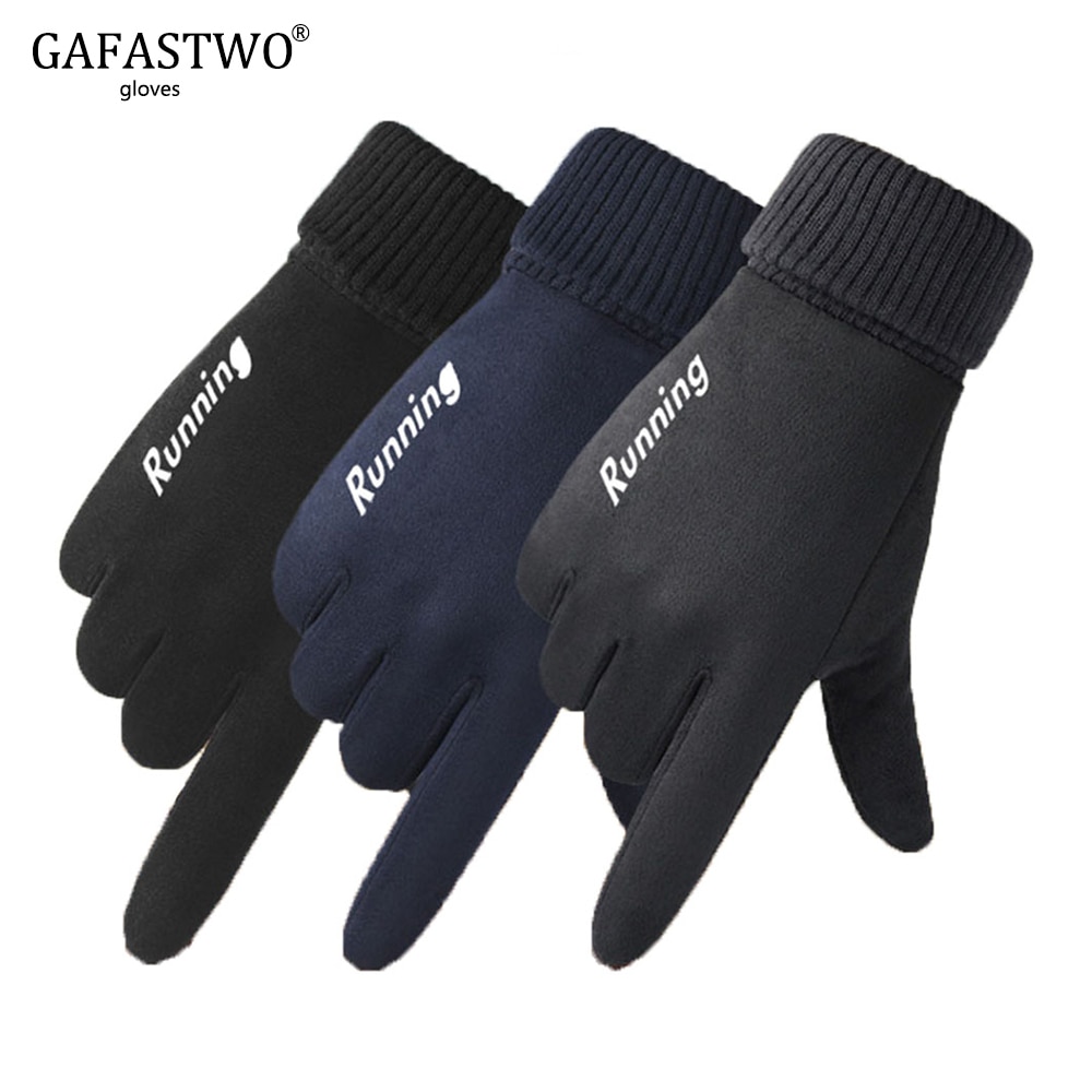 Autumn Winter Suede Plus Velvet Warm Sports Riding Gloves All Refer To Mens Non-Slip Touch Screen Driving Gloves