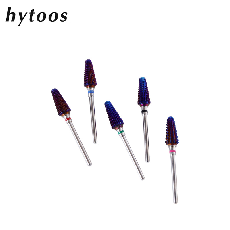 HYTOOS broca Tornado púrpura 3/32 brocas de carburo para uñas fresas para manicura quitar Gel accesorios de archivo eléctrico
