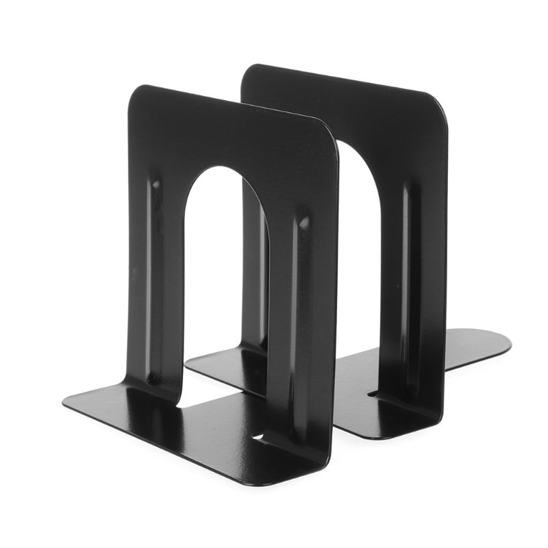 83XC Simple Style Metal Bookends Iron Support Holder Nonskid Desk Stands For Books