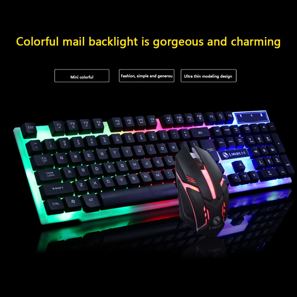 GTX300 Gaming Keyboard Mouse Set RGB Backlight USB Wired Mechanical Felling Ergonomic Gamer Mouse Keyboard Combos for PC Laptop