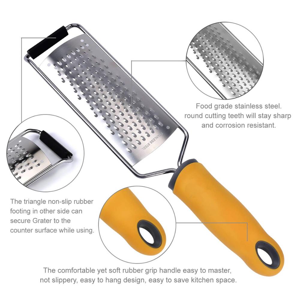 Upgraded Lemon Zester & Cheese Grater Handheld Tool, Medium Shred, Stainless Steel Teeth for Cheese, Lemon, Vegetables， Fruit