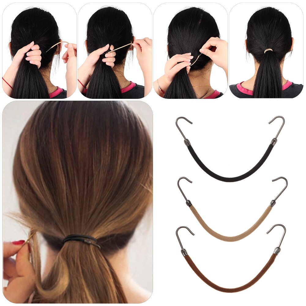 10 Pcs Paardenstaart Houder Vrouwen Elastische Haarbanden Haak Met Gom Dik Krullend Haar Black Apricot Bruin Styling gereedschap