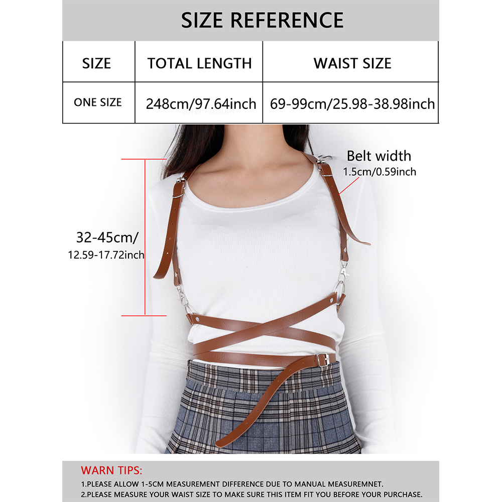 Brown Leather Harness Belts Suspenders Harness Belt For Women Garter Belt Lingerie Belts Body Bondage Belt